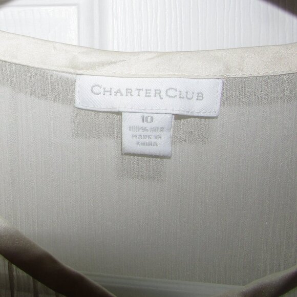 CHARTER CLUB 100% Silk Sheer Blouse - Sz 10 - Picture 9 of 10